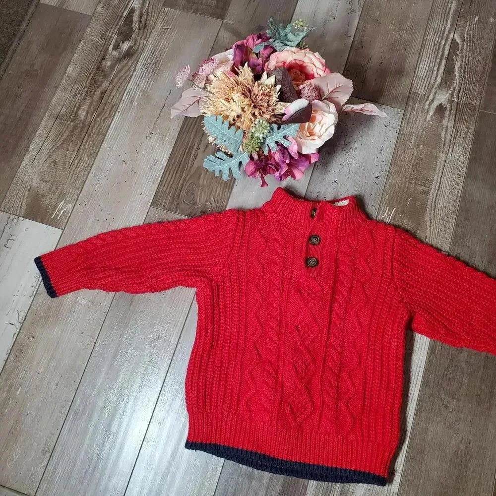 babyGap Toddler Cable-Knit Mockneck Sweater Pure Red Size 3 Years